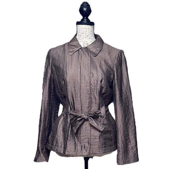 J. Jill Jackets & Blazers - J. Jill Blazer Size 6 Bronze Long Sleeve Full Snap Button & Zip Front Closure